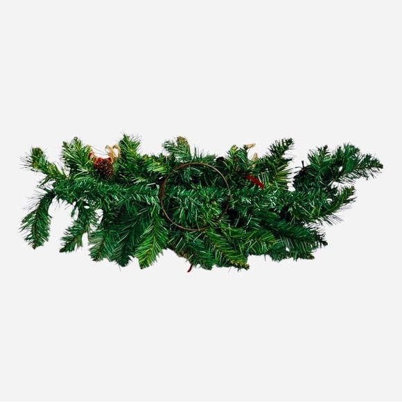 VNTG Christmas Pine Berries Tabletop Garland Xmas Table Centerpiece Candleholder - Picture 6 of 6